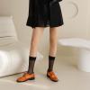imageSHEMEE Womens Patent Leather Low Heels Vintage Wingtip Oxfords Pumps Lace Up Pointed Toe Flat Retro Brogues Dress ShoesStone Pattern Orange