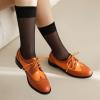 imageSHEMEE Womens Patent Leather Low Heels Vintage Wingtip Oxfords Pumps Lace Up Pointed Toe Flat Retro Brogues Dress ShoesStone Pattern Orange