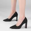 imageSHEMEE Womens Pointed Toe Sequin Block High Heel Wedding Pumps Sparkly Party Wear Glitter Bridal ShoesBlack