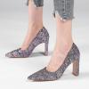 imageSHEMEE Womens Pointed Toe Sequin Block High Heel Wedding Pumps Sparkly Party Wear Glitter Bridal ShoesGrey
