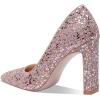 imageSHEMEE Womens Pointed Toe Sequin Block High Heel Wedding Pumps Sparkly Party Wear Glitter Bridal ShoesPink