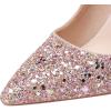imageSHEMEE Womens Pointed Toe Sequin Block High Heel Wedding Pumps Sparkly Party Wear Glitter Bridal ShoesPink