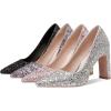 imageSHEMEE Womens Pointed Toe Sequin Block High Heel Wedding Pumps Sparkly Party Wear Glitter Bridal ShoesSilver