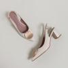 imageSHEMEE Womens Slingback Heels Pointed Toe Chunky Heels Pumps Backless Buckle ClosedToe Wedding Party Dress ShoesBeige