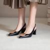 imageSHEMEE Womens Slingback Heels Pointed Toe Chunky Heels Pumps Backless Buckle ClosedToe Wedding Party Dress ShoesBlack