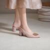 imageSHEMEE Womens Slingback Heels Pointed Toe Chunky Heels Pumps Backless Buckle ClosedToe Wedding Party Dress ShoesPink