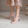 imageSHEMEE Womens Slingback Heels Pointed Toe Chunky Heels Pumps Backless Buckle ClosedToe Wedding Party Dress ShoesPink