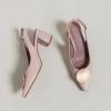 imageSHEMEE Womens Slingback Heels Pointed Toe Chunky Heels Pumps Backless Buckle ClosedToe Wedding Party Dress ShoesPink