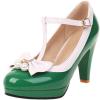 imageSHEMEE Womens TStrap Buckle Patent Leather Mary Jane Pumps Chunky High Heel Platform Round Toe Cute Bow Kawaii Cosplay ShoesGreen
