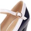 imageSHEMEE Womens TStrap Buckle Patent Leather Mary Jane Pumps Chunky High Heel Platform Round Toe Cute Bow Kawaii Cosplay ShoesNavy Blue