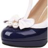imageSHEMEE Womens TStrap Buckle Patent Leather Mary Jane Pumps Chunky High Heel Platform Round Toe Cute Bow Kawaii Cosplay ShoesNavy Blue