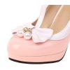 imageSHEMEE Womens TStrap Buckle Patent Leather Mary Jane Pumps Chunky High Heel Platform Round Toe Cute Bow Kawaii Cosplay ShoesPink