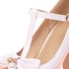 imageSHEMEE Womens TStrap Buckle Patent Leather Mary Jane Pumps Chunky High Heel Platform Round Toe Cute Bow Kawaii Cosplay ShoesPink