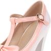 imageSHEMEE Womens TStrap Buckle Patent Leather Mary Jane Pumps Chunky High Heel Platform Round Toe Cute Bow Kawaii Cosplay ShoesWhite