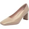 imageSHEMEE Square Toe Block Heeled Women Pumps Office Work Chunky Heels Dress ShoesApricot