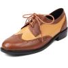 imageSHEMEE Womens Patent Leather Low Heels Vintage Wingtip Oxfords Pumps Lace Up Pointed Toe Flat Retro Brogues Dress ShoesStone Pattern Brown