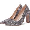 imageSHEMEE Womens Pointed Toe Sequin Block High Heel Wedding Pumps Sparkly Party Wear Glitter Bridal ShoesGrey