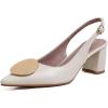 imageSHEMEE Womens Slingback Heels Pointed Toe Chunky Heels Pumps Backless Buckle ClosedToe Wedding Party Dress ShoesBeige
