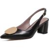 imageSHEMEE Womens Slingback Heels Pointed Toe Chunky Heels Pumps Backless Buckle ClosedToe Wedding Party Dress ShoesBlack