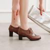 imageSHEMEE Womens Chunky High Heels Wingtip Oxfords Round Toe Lace Up Stacked Block Heel Vintage Brogues Pumps ShoesBrown
