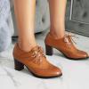 imageSHEMEE Womens Chunky High Heels Wingtip Oxfords Round Toe Lace Up Stacked Block Heel Vintage Brogues Pumps ShoesLight Brown