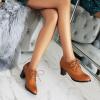 imageSHEMEE Womens Chunky High Heels Wingtip Oxfords Round Toe Lace Up Stacked Block Heel Vintage Brogues Pumps ShoesLight Brown