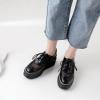 imageSHEMEE Womens Platform Patent Leather Lace Up Oxfords Pumps Vintage Wingtip Mid Heels Round Toe Brogues Flat Dress ShoesBlackmesh
