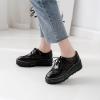 imageSHEMEE Womens Platform Patent Leather Lace Up Oxfords Pumps Vintage Wingtip Mid Heels Round Toe Brogues Flat Dress ShoesBlackmesh