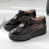 imageSHEMEE Womens Platform Patent Leather Lace Up Oxfords Pumps Vintage Wingtip Mid Heels Round Toe Brogues Flat Dress ShoesBlackmesh
