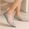 imageSHEMEE Womens Sequin Kitten Heel Wedding Pumps Pointed Toe Sparkly Party Wear Glitter Bridal ShoesBlue