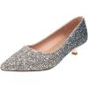 imageSHEMEE Womens Sequin Kitten Heel Wedding Pumps Pointed Toe Sparkly Party Wear Glitter Bridal ShoesBlue