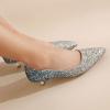 imageSHEMEE Womens Sequin Kitten Heel Wedding Pumps Pointed Toe Sparkly Party Wear Glitter Bridal ShoesBlue