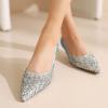 imageSHEMEE Womens Sequin Kitten Heel Wedding Pumps Pointed Toe Sparkly Party Wear Glitter Bridal ShoesBlue
