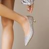 imageSHEMEE Womens Sequin Kitten Heel Wedding Pumps Pointed Toe Sparkly Party Wear Glitter Bridal ShoesChampagne