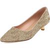 imageSHEMEE Womens Sequin Kitten Heel Wedding Pumps Pointed Toe Sparkly Party Wear Glitter Bridal ShoesGold