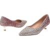 imageSHEMEE Womens Sequin Kitten Heel Wedding Pumps Pointed Toe Sparkly Party Wear Glitter Bridal ShoesPink