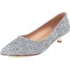 imageSHEMEE Womens Sequin Kitten Heel Wedding Pumps Pointed Toe Sparkly Party Wear Glitter Bridal ShoesSilver