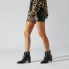 imageSHEMEE Womens Wingtip Chunky Mid Heel Ankle Boots Pointed Toe Lace Up Block Heels Short Booties with ZipperBlack