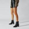 imageSHEMEE Womens Wingtip Chunky Mid Heel Ankle Boots Pointed Toe Lace Up Block Heels Short Booties with ZipperBlack