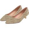 imageSHEMEE Womens Sequin Kitten Heel Wedding Pumps Pointed Toe Sparkly Party Wear Glitter Bridal ShoesGold