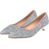 imageSHEMEE Womens Sequin Kitten Heel Wedding Pumps Pointed Toe Sparkly Party Wear Glitter Bridal ShoesSilver