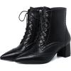 imageSHEMEE Womens Wingtip Chunky Mid Heel Ankle Boots Pointed Toe Lace Up Block Heels Short Booties with ZipperBlack