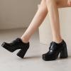 imageSHEMEE MultiColored Oxford Heels for Women Square Toe Chunky High Heels Platform Pumps Lace Up Derby Shoe Leisure Perforated Brogues Work Office Dress ShoesBlack