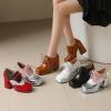 imageSHEMEE MultiColored Oxford Heels for Women Square Toe Chunky High Heels Platform Pumps Lace Up Derby Shoe Leisure Perforated Brogues Work Office Dress ShoesPinkWhiteBlack
