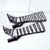 imageSHEMEE Womens Elastic Cutout Gladiator Roman Sandals Chunky Heel Knee High Summer Boots Patent Leather Back Zip Up ShoesBlack