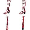 imageSHEMEE Womens Elastic Cutout Gladiator Roman Sandals Chunky Heel Knee High Summer Boots Patent Leather Back Zip Up ShoesBurgundy
