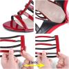 imageSHEMEE Womens Elastic Cutout Gladiator Roman Sandals Chunky Heel Knee High Summer Boots Patent Leather Back Zip Up ShoesBurgundy