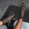 imageSHEMEE Womens Mesh High Heel Stiletto Fishnet Ankle Boots Summer Sandals Pointed Toe Cutout Bling Rhinestones Sock BootiesBlack