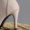 imageSHEMEE Womens Peep Open Toe Stiletto High Heels Ankle Boots Faux Suede Lace Up Summer Sandals Booties with Back Zip10cm Apricot