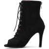 imageSHEMEE Womens Peep Open Toe Stiletto High Heels Ankle Boots Faux Suede Lace Up Summer Sandals Booties with Back Zip10cm Black